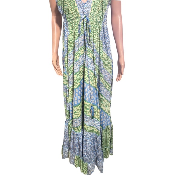 ANISA Women’s Open Back V- Neck Maxi Dress 100% silk - Picture 5 of 13